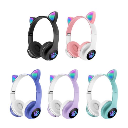 LED Lights Glowing Wow Cool 5.0 Cat Ear Headset (cep) Headphones Wireless ST-23M