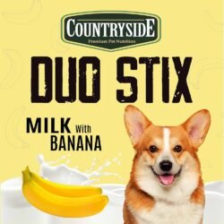 ac22a6a561596c1a3601d7ef46055d48.jpg COUNTRYSIDE agb Duo Stix, 70g All Dog Breeds (Milk with Banana)