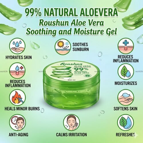 300 ML NATURAL 99% ALOEVERA Rasg Roushun Aloe Vera Soothing and Moisture Gel Contained. Softening & Rejuvenation