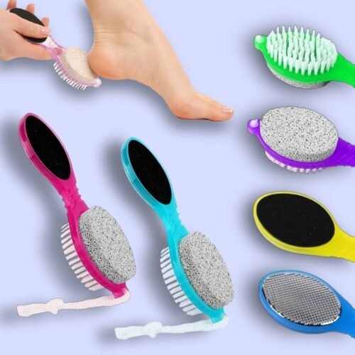 b639864d1470d128a40ab42d4da8294c.jpg 4 In 1 Foot Pedicure Brush, (4i1b) Pumice Stone, Scrubber & File for Soft Care Multi Use Manicure Paddle Brush Kit Tool, Cleanse and Buff, for Feet, Toes, Nails Cleaning, Bath Brush (Multicolor) 4 IN 1 BRUSH