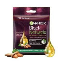 GARNIER Hair Colouring Creme, gar0 100% Grey Coverage, Black Naturals, 3.16 Natural Burgundy, 20g + 20ml