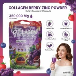 35 Sachets COLLAGEN BERRY ZINC POWDER Multi Vitamin Mix Plus Dietary CBZP Supplement Products 350 000 Mg 35 Sachets Hydrolyzed Collagen