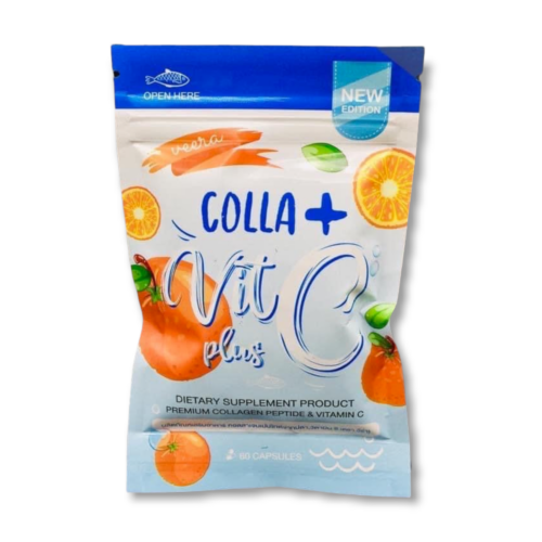 c22b3f137933ecc560caf19bd25b7326.png Colla + Vit C Plus (Vitamin C) COLLAGEN Ascorbic Dietary Supplement 60 WHITENING Capsules Made In THAILAND af fa