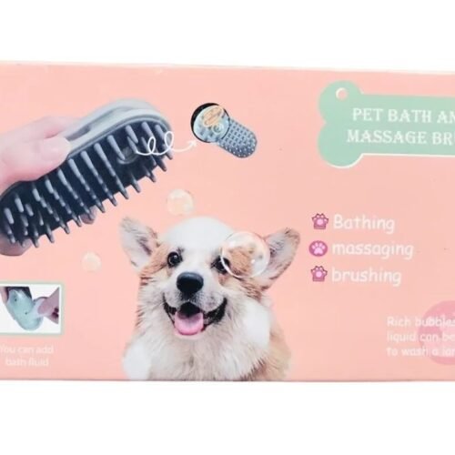 Pet Bath (pbbc) Massage Brush, Dog Cat Pet Puppy Bath Brush Scrubber, Pet Clean Brush Shampoo Dispensing Soft Silicone Grooming Deshedding Cleaning Washing Hair Fur Comb for Dogs and Cats