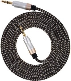 Professional TRS Stereo AUX Cable (6.6ft/2m Hi-Fi Sound) Male to MALE 3.5mm Auxiliary Audio Nylon Braided Cord Stereos Cable for Headset Car Speaker Sound bar PC Laptop and more