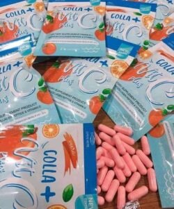 Colla + Vit C Plus (Vitamin C) COLLAGEN Ascorbic Dietary Supplement 60 WHITENING Capsules Made In THAILAND af fa