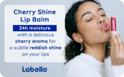 Natural Cherry Shine GERMANY LABELLO Lip Balm with Soft lab4 Red Shine and Shimmer Pigments
