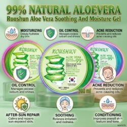 300 ML NATURAL 99% ALOEVERA Rasg Roushun Aloe Vera Soothing and Moisture Gel Contained. Softening & Rejuvenation