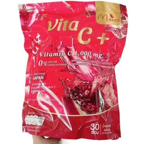 300g Manee Vita C+ Vitamin C 1000mg Glutathione – 30 Sachets Skin Brightening & Immune Support Thailand