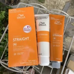 WELLA Professionals wnsc Creatine Straight (N) for Normal to Resistant Hair Straightening CREAM and Neutralizer Single Application Kit 200 ml