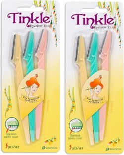 3 Pcs Tinkle Eyebrow Razor Set, Hair Trimmer ter Shaver and Tough up Tool, Facial Razor with Safety Cover
