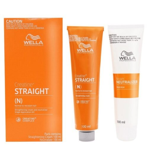 WELLA Professionals wnsc Creatine Straight (N) for Normal to Resistant Hair Straightening CREAM and Neutralizer Single Application Kit 200 ml