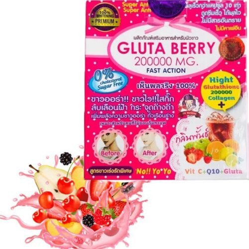 GLUTA Berry 200000mg [gb2w] Drink Punch WHITENING  Skin Fast Action - Time to Glow your Skin