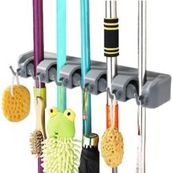 Rack Mop and Broom Holder Wall Housekeeper Wall Mounted Mop Organizer Holder Brush Broom Hanger Garden Tool Garage Organizer