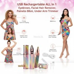 USB Rechargeable ALL In 1 Eyebrow Trimmer, Facial Hair Remover Painless Bikini, Under Arm Trimmer U2EE