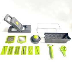 Original MANDOLIN 16-In-1 Veggie Slicer with Big Container Spiralizer Mssv Multifunctional Nicer Dicer Handle Food Grate Chopper Vegetable Cut Kitchen Household Essentials Gadgets Items