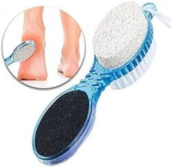 4 In 1 Foot Pedicure Brush, (4i1b) Pumice Stone, Scrubber & File for Soft Care Multi Use Manicure Paddle Brush Kit Tool, Cleanse and Buff, for Feet, Toes, Nails Cleaning, Bath Brush (Multicolor) 4 IN 1 BRUSH
