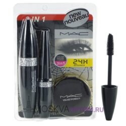 Made In CANADA MAC® 24H WATERPROOF Washable Mascara 3 in 1 Make up Kit with VELEVET Powder 6a Fa
