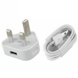 MFI Certified Apple iPhone 5W USB Power UK 3Pin Adapter Charger with FREE Fast DATA Cable Adapter support for iPhone 5,5s,6,6s,6+,7,7+,8,8+,11,11pro,11 pro max,12,12pro,12pro max,13,X.XR Colour: WHITE