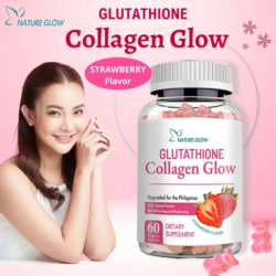 Nature Glow 60 Glutathione Collagen Gummies gcgd Glow Dietary Supplement Organic Strawberry Flavor