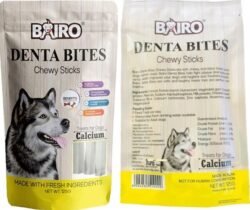 Bairo r5m Dog Treat Denta Bites Chewy Sticks Calcium - 125gm