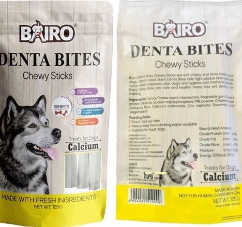 fbc4fc60e991ae896d3c73f0e8fc3c28.jpg Bairo r5m Dog Treat Denta Bites Chewy Sticks Calcium - 125gm