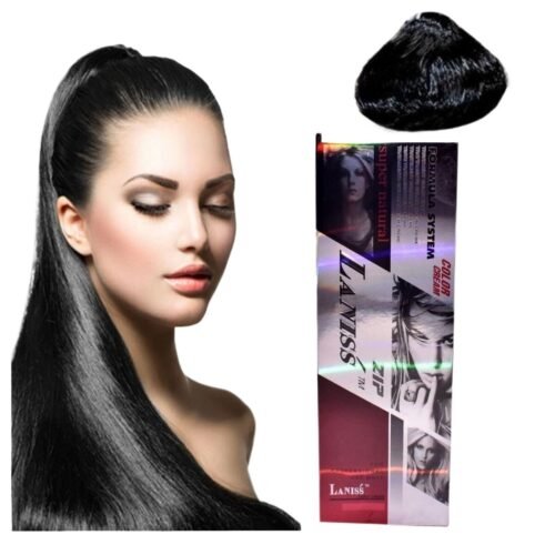 LANISS Permanent Natural Hair Color: Black (2.0) for Smooth and Shine (Nblh) for Men & Woman 60ml×2